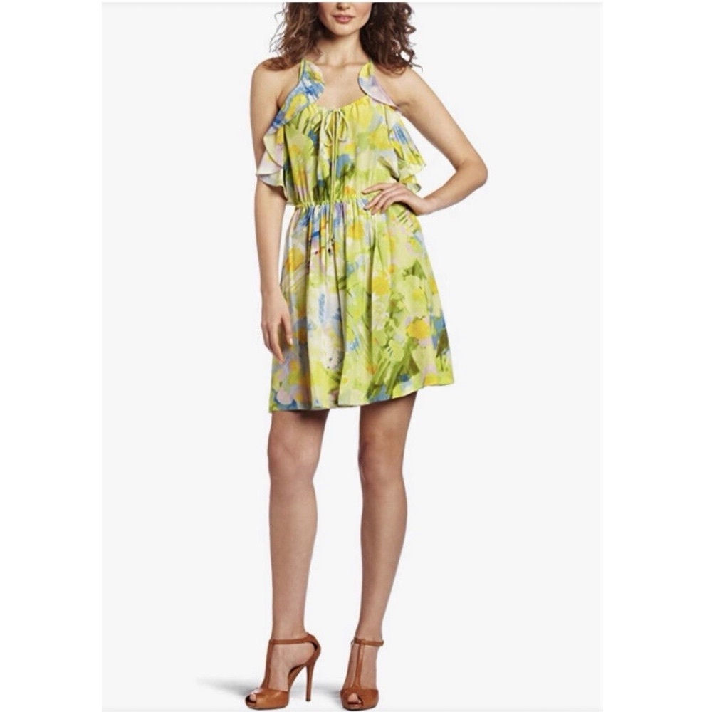 Anthropologie Plenty By Tracy Reese Watercolor Floral Flounce Silk Slip Dress XS
